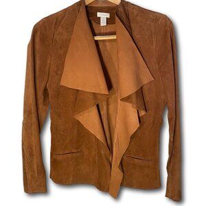 Brown Suede Jacket w Draped Open Front by Chicos Size 1 or Medium